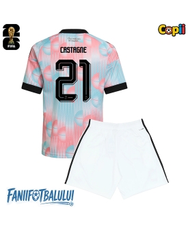 Belgia Timothy Castagne #21 Echipament de Fotbal Replică Mondial 2026 Copii Deplasare (+ Șorturi)